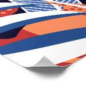 トロピッカラフルク葉・ブルー背景 ポスター (角)