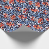 トロピッカラフルク葉・ブルー背景 ラッピングペーパー (角)