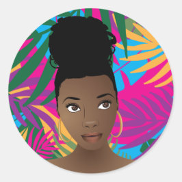 トロピッカラフルク葉 |自然美しい ラウンドシール