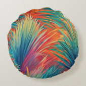 トロピッカラフルク離れのヤシの葉デザイン ラウンドクッション (裏面)