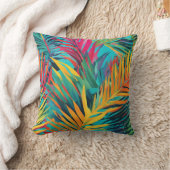 トロピッカラフルク離れのヤシの葉 クッション (ブランケット)