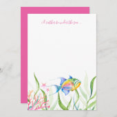 トロピッカラフルク・フィッシュ・ウォーター・カラー ノートカード (正面/裏面)