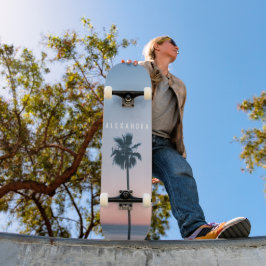 トロピッガーリークネームピンクブルーパームツリーサンセット スケートボード