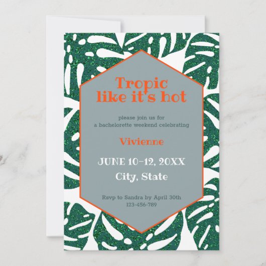 トロピックのような暑い熱帯バチェロレッテ週末 招待状 (正面)