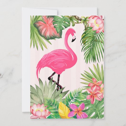 トロピックのような暑い、夏のプールパーティー、ビーチ 招待状 (裏面)