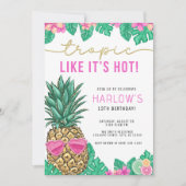 トロピックのような熱いパイナップル熱帯誕生日 招待状 (正面)