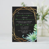 トロピックアクアブラックバースデーパーティーストライプの額縁 招待状 (スタンド正面)