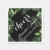 トロピックグリーンリーフ白黒フローラ応援 スタンダードカクテルナプキン (正面)