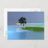 トロピックコール – Palm Tree on Island ポストカード (正面/裏面)