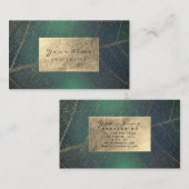 トロピックゴールドフォイルハーブ自然セラピストカリグリーン 名刺 (正面/裏面)