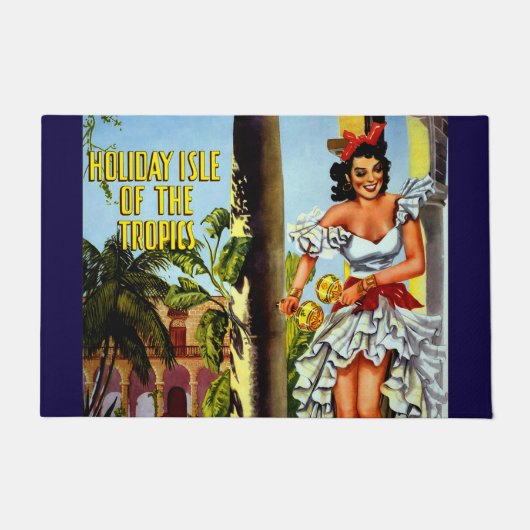 トロピックスキューバヴィンテージ旅行のホリデーアイル ドアマット (正面)