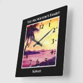 トロピックス·ウォーターカ絵画ラーズ·ブラックの夕日 スクエア壁時計 (傾斜)