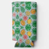 トロピックパイナップルイエローレモンピンクの花柄 スリム缶クーラー (裏面)