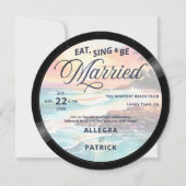 トロピックビーチミュージックビニールオールワンフォト結婚QR 招待状 (正面)