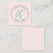 トロピックブリーズティール（緑がかった色）ミント&ピンクカンパニーロゴ ノートカード (正面/裏面)