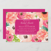 トロピック水カラーフローラブライダルシャワー招待 招待状 (正面/裏面)