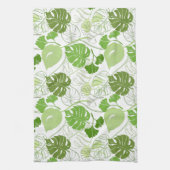 トロピック緑葉色模様 キッチンタオル (縦)
