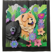 トロピックTANGOレッドブラックチャウ シャワーカーテン (正面)