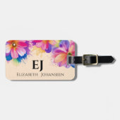 トロピッスタイリッシュクガーリーウォーター色フラワーモノグラム ラゲッジタグ (正面横)