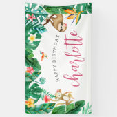 トロピッパーソナライズされたクジャングル子供の誕生日パーティー 横断幕 (縦)