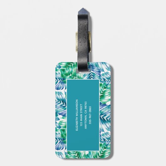 トロピッパーソナライズされたクスタイリッシュパーム ラゲッジタグ (裏面縦)