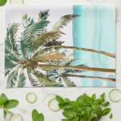 トロピッパーソナライズされたクパーム離れツリービーチ キッチンタオル (折り畳み)