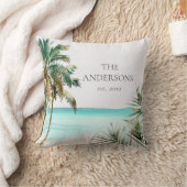 トロピッパーソナライズされたクパーム離れツリービーチ クッション (ブランケット)