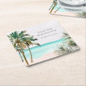 トロピッパーソナライズされたクパーム離れツリービーチ スクエアペーパーコースター (アングル)