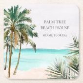 トロピッパーソナライズされたクパーム離れツリービーチ スクエアペーパーコースター (正面)
