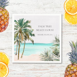 トロピッパーソナライズされたクパーム離れツリービーチ スタンダードカクテルナプキン