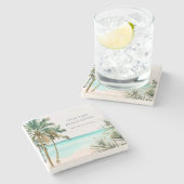 トロピッパーソナライズされたクパーム離れツリービーチ ストーンコースター (横)