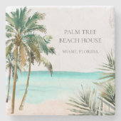 トロピッパーソナライズされたクパーム離れツリービーチ ストーンコースター (正面)