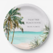 トロピッパーソナライズされたクパーム離れツリービーチ ペーパープレート (正面)