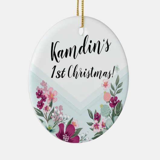 トロピッパーソナライズされたクフラワーオンブルーグラデーション セラミックオーナメント (右)