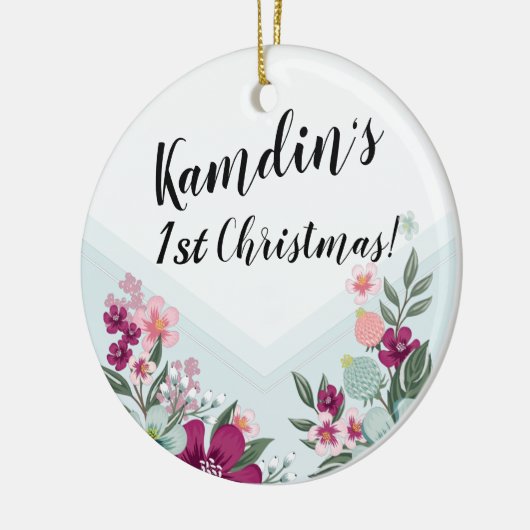 トロピッパーソナライズされたクフラワーオンブルーグラデーション セラミックオーナメント (左)