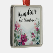 トロピッパーソナライズされたクフラワーオンブルーグラデーション メタルオーナメント (右)