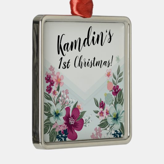 トロピッパーソナライズされたクフラワーオンブルーグラデーション メタルオーナメント (右)