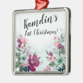 トロピッパーソナライズされたクフラワーオンブルーグラデーション メタルオーナメント (左)