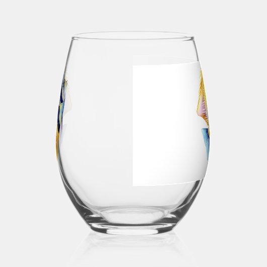 トロピッパーソナライズされたク水色エンジェルフィッシュ ステムなしワイングラス (左)