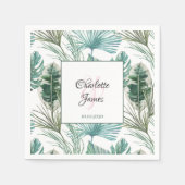 トロピッパーソナライズされたク結婚のパーム模様 スタンダードカクテルナプキン (正面)