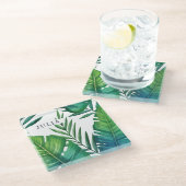 トロピッパーソナライズされたク葉・水の色 ガラスコースター (アングル)