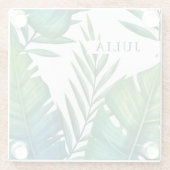 トロピッパーソナライズされたク葉・水の色 ガラスコースター (裏面)