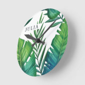 トロピッパーソナライズされたク葉・水の色 ラウンド壁時計 (傾斜)