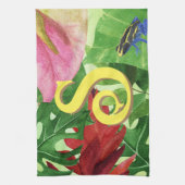 トロピッパーソナライズされたク離れ植物性ジャングルカエル キッチンタオル (縦)