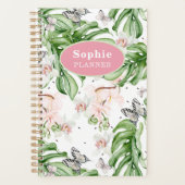 トロピッパーソナライズされたク・ウォーター・カラー・フローラガーリー プランナー手帳 (正面)