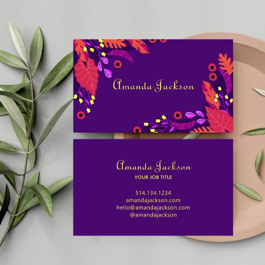 トロピッフェミニンクカラフルフラワーフローラスクリプト 名刺
