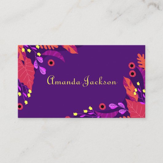 トロピッフェミニンクカラフルフラワーフローラスクリプト 名刺 (正面)