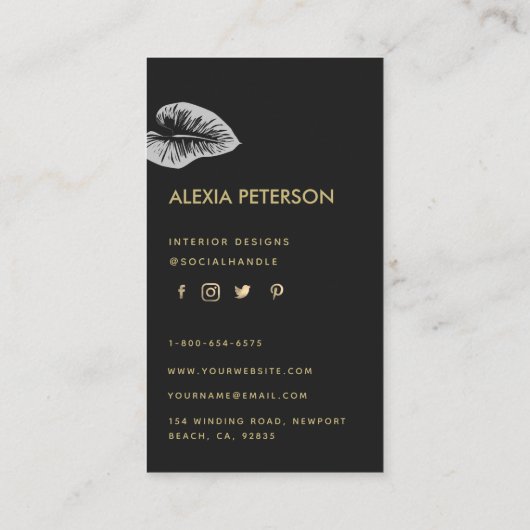 トロピッミニマルクモダン企業の・ブラック金ゴールド写真 名刺 (裏面)