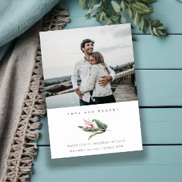 トロピッミニマルクリーリーピンクフローラフォト結婚ズ サンキューカード