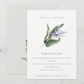 トロピッミニマルルリーブルーフローラブライダルシャワー 招待状 (正面/裏面)